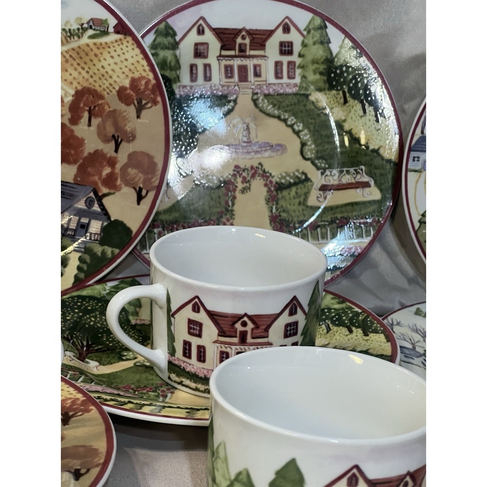 16 PC GIBSON 2 SALAD PLATES AND 2 CUPS. FARM SCENE 4 DESIGNS (2319)‎ - Picture 4 of 10